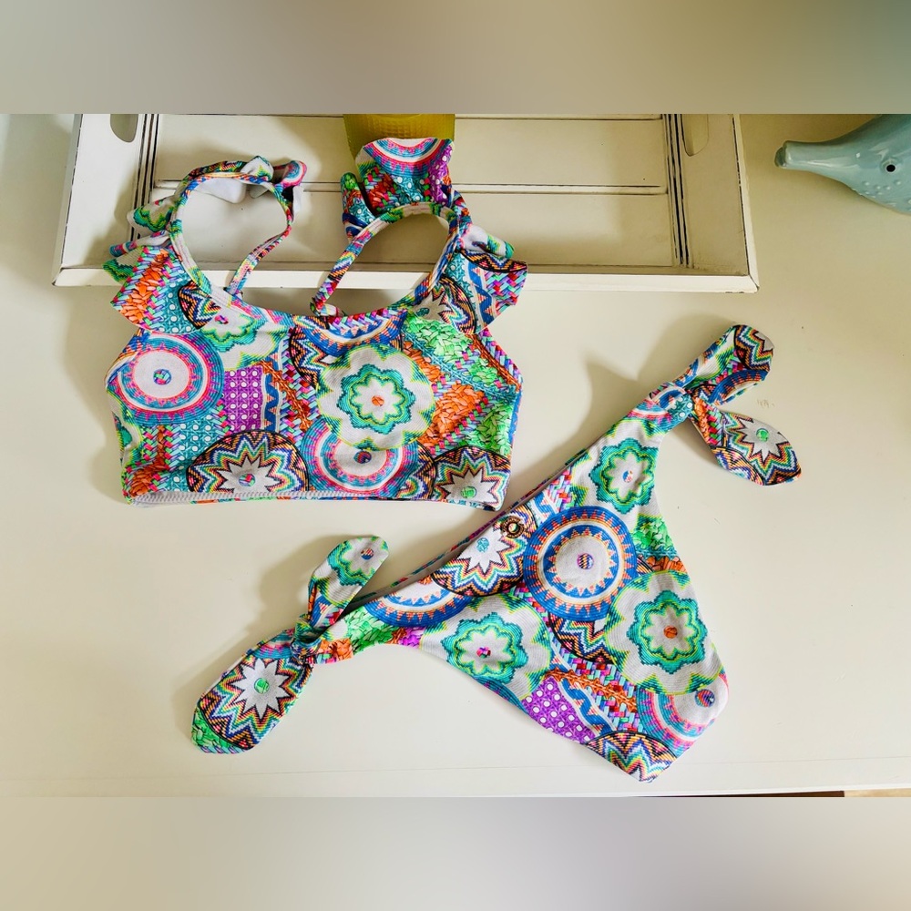 OndadeMar Multicolor Printed Tie Bikini Set
